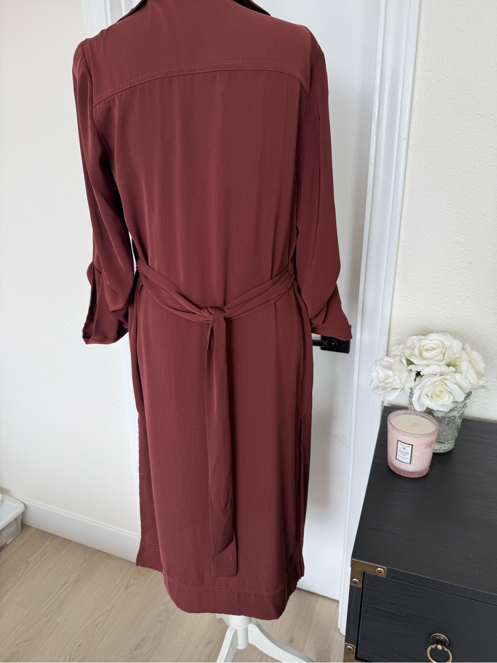 DR2 Long Wrap Duster in Merlot. Pre-Loved SzSm - Picture 2 of 4